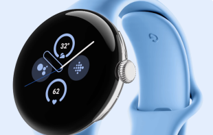 Google Pixel Watch 2, Wi-Fi, серебристый корпус, спортивный ремешок синего цвета (Bay)