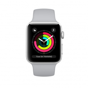 Apple Watch Series 3 // 38мм GPS // Корпус из серебристого алюминия, спортивный ремешок дымчатого цвета (MQKU2)
