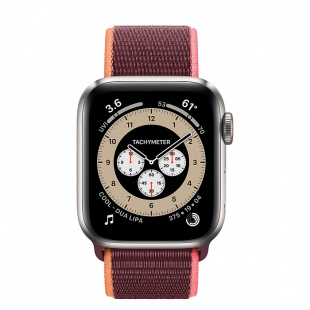 Apple Watch Series 6 // 44мм GPS + Cellular // Корпус из титана, спортивный браслет сливового цвета