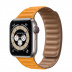 Apple Watch Series 6 // 44мм GPS + Cellular // Корпус из титана, кожаный браслет цвета «Золотой апельсин», размер ремешка M/L
