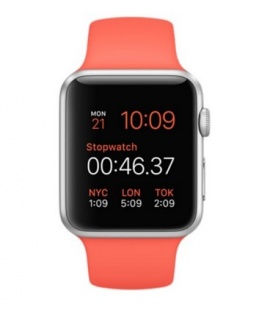 Apple Watch Sport 42 мм, серебристый алюминий, спортивный ремешок абрикосового цвета