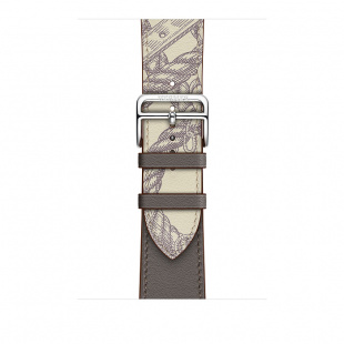 Apple Watch Series 5 Hermès // 44мм GPS + Cellular // Корпус из нержавеющей стали, ремешок Single Tour из кожи Swift цвета Étain/Béton