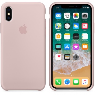 Силиконовый чехол для iPhone X / Xs, цвет «розовый песок», оригинальный Apple