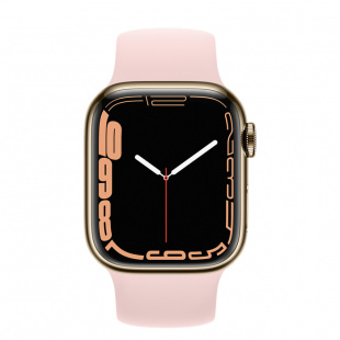 Apple Watch Series 7 // 41мм GPS + Cellular // Корпус из нержавеющей стали золотого цвета, монобраслет цвета «розовый мел»