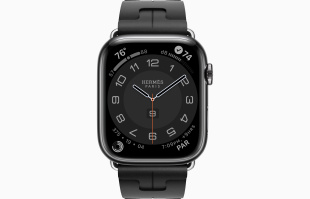 Apple Watch Series 9 Hermès // 45мм GPS+Cellular // Корпус из нержавеющей стали цвета "черный космос", ремешок Kilim Single Tour цвета Noir с раскладывающейся застёжкой (Deployment Buckle)