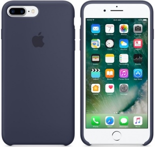 Силиконовый чехол для iPhone 7+ (Plus)/8+ (Plus), тёмно-синий цвет, оригинальный Apple