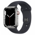 Apple Watch Series 7 // 45мм GPS + Cellular // Корпус из нержавеющей стали серебристого цвета, спортивный ремешок цвета «тёмная ночь»