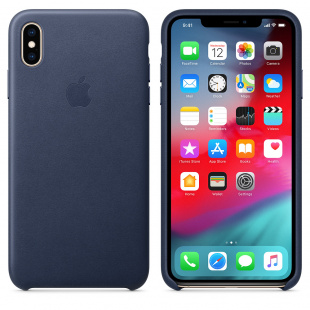Кожаный чехол для iPhone XS Max, тёмно-синий цвет, оригинальный Apple