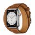 Apple Watch Series 7 Hermès // 41мм GPS + Cellular // Корпус из нержавеющей стали серебристого цвета, ремешок Double Tour Attelage цвета Fauve