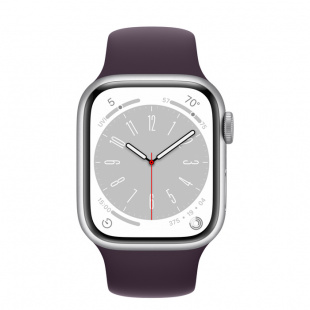 Apple Watch Series 8 // 41мм GPS // Корпус из алюминия серебристого цвета, спортивный ремешок цвета "бузина"