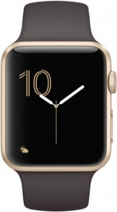 Apple Watch Series 1 42мм Корпус из золотистого алюминия, спортивный ремешок цвета «тёмное какао» (MNNN2)