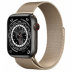 Apple Watch Series 7 // 45мм GPS + Cellular // Корпус из титана цвета «черный космос», миланский сетчатый браслет золотого цвета