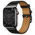 Apple Watch Series 7 Hermès // 45мм GPS + Cellular // Корпус из нержавеющей стали цвета «черный космос», ремешок Single Tour Attelage цвета Noir