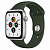 Купить Apple Watch SE // 44мм GPS + Cellular // Корпус из алюминия серебристого цвета, спортивный ремешок цвета «Кипрский зелёный» (2020)