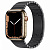 Купить Apple Watch Series 7 // 45мм GPS + Cellular // Корпус из нержавеющей стали золотого цвета, блочный браслет из нержавеющей стали цвета «чёрный космос»