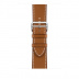 Apple Watch Series 8 Hermès // 45мм GPS + Cellular // Корпус из нержавеющей стали серебристого цвета, ремешок Single Tour цвета Fauve с раскладывающейся застёжкой (Deployment Buckle)