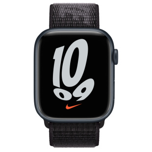 Apple Watch Series 7 // 45мм GPS + Cellular // Корпус из алюминия цвета «тёмная ночь», спортивный браслет Nike чёрного цвета