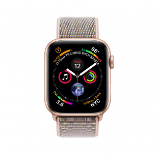 Apple Watch Series 4 // 40мм GPS // Корпус из алюминия золотого цвета, ремешок из плетёного нейлона цвета «розовый песок» (MU692)