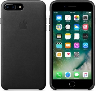 Кожаный чехол для iPhone 7+ (Plus)/8+ (Plus), чёрный цвет, оригинальный Apple