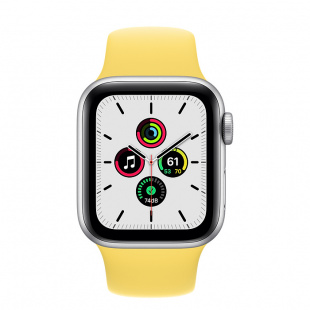 Apple Watch SE // 44мм GPS // Корпус из алюминия серебристого цвета, спортивный ремешок имбирного цвета (2020)
