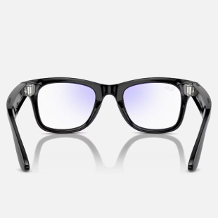 Умные очки Ray-Ban Stories Wayfarer (Черная глянцевая оправа, прозрачно-синие линзы)