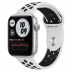 Apple Watch Series 6 // 40мм GPS + Cellular // Корпус из алюминия серебристого цвета, спортивный ремешок Nike цвета «Чистая платина/чёрный»