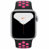 Apple Watch Series 5 // 44мм GPS // Корпус из алюминия серебристого цвета, спортивный ремешок Nike цвета «чёрный/розовый всплеск»