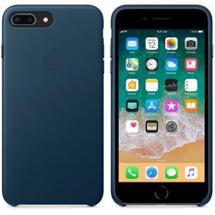 Кожаный чехол для iPhone 7+ (Plus)/8+ (Plus), цвет «космический синий», оригинальный Apple
