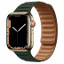 Apple Watch Series 7 // 45мм GPS + Cellular // Корпус из нержавеющей стали золотого цвета, кожаный браслет цвета «зелёная секвойя», размер ремешка M/L
