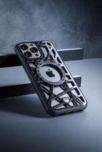 Чехол Jumo Skeleton MagSafe из многослойного карбона, с магнитной зарядкой