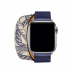 40мм Ремешок Hermès Double Tour из кожи Swift цвета Encre/Béton для Apple Watch