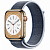 Купить Apple Watch Series 8 // 45мм GPS + Cellular // Корпус из нержавеющей стали золотого  цвета, спортивный браслет цвета "синий шторм"