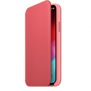 Кожаный чехол Folio для iPhone X / Xs, цвет «розовый пион», оригинальный Apple
