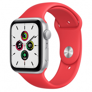 Apple Watch SE // 44мм GPS // Корпус из алюминия серебристого цвета, спортивный ремешок цвета (PRODUCT)RED (2020)