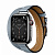 Купить Apple Watch Series 7 Hermès // 41мм GPS + Cellular // Корпус из нержавеющей стали цвета «черный космос», ремешок Double Tour Attelage цвета Bleu Lin
