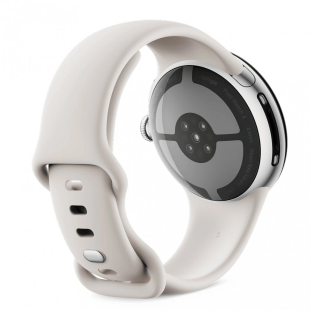Google Pixel Watch 4 Wi-Fi+Cellular, серебристый корпус 41 mm, спортивный ремешок бежевого цвета (Porcelain)