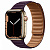 Купить Apple Watch Series 7 // 45мм GPS + Cellular // Корпус из нержавеющей стали золотого цвета, кожаный браслет цвета «тёмная вишня», размер ремешка S/M