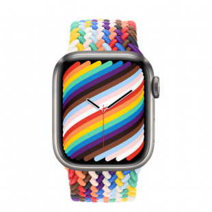 Apple Watch Series 7 // 41мм GPS + Cellular // Корпус из титана, плетёный монобраслет радужного цвета