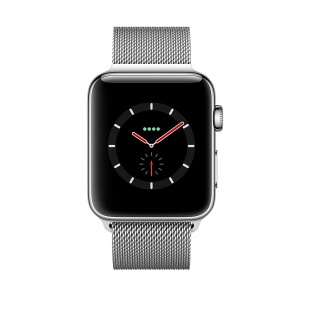 Apple Watch Series 3 // 42мм GPS + Cellular // Корпус из нержавеющей стали, миланский сетчатый браслет (MR1J2)