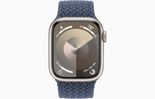 Apple Watch Series 9 // 41мм GPS+Cellular // Корпус из алюминия цвета "сияющая звезда", плетёный монобраслет цвета "штормовой синий"