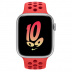 Apple Watch Series 8 // 41мм GPS // Корпус из алюминия серебристого цвета, спортивный ремешок Nike цвета "ярко-малиновый/спортивный красный"