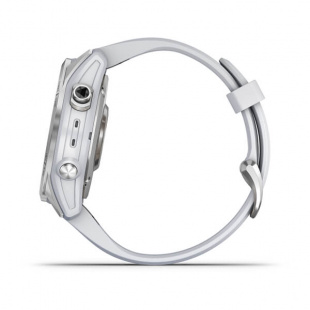 Мультиспортивные часы Garmin Fenix 7S (42mm) Solar, серебристый стальной корпус, белый силиконовый ремешок