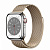 Купить Apple Watch Series 8 // 41мм GPS + Cellular // Корпус из нержавеющей стали серебристого цвета, миланский сетчатый браслет золотого цвета