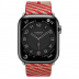 Apple Watch Series 7 Hermès // 45мм GPS + Cellular // Корпус из нержавеющей стали цвета «черный космос», ремешок Hermès Simple Tour Jumping цвета Kraft/Rouge de Cœur