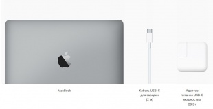 12-дюймовый MacBook 256 ГБ (MNYF2) "Серый космос" // Core M3 1.2 ГГц, 8 ГБ, 256 Гб, Intel HD 615 (Mid 2017)