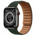 Apple Watch Series 7 // 45мм GPS + Cellular // Корпус из титана цвета «черный космос», кожаный браслет цвета «зелёная секвойя», размер ремешка S/M